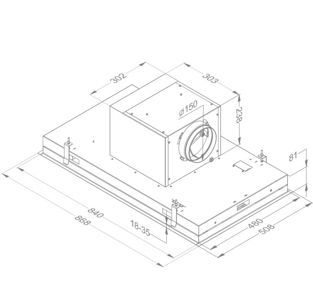Dampkap inbouwgroep Novy 6830 / Novy Pure'line met verlichting detail 6