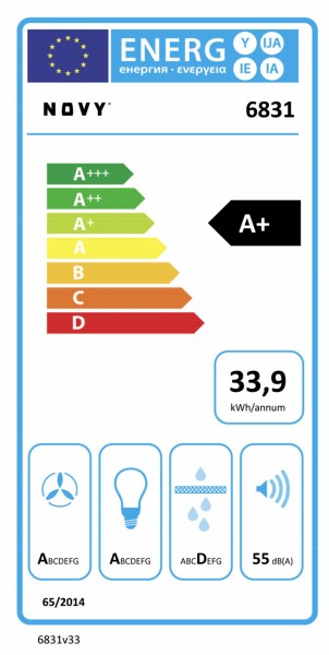 Dampkap inbouwgroep Novy 6831 / Novy Pure'line met verlichting detail 7