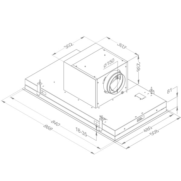 Dampkap inbouwgroep Novy 6833 / Novy Pure'line zonder verlichting detail 5