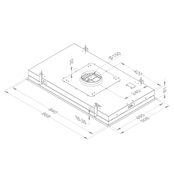 Dampkap zonder motor Novy 6835 / Novy Pure'line met verlichting detail 5
