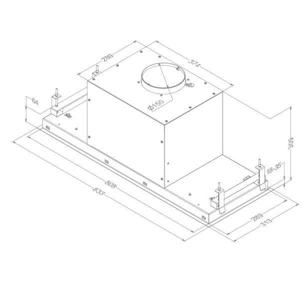 Dampkap inbouwgroep Novy 26082 / Novy Crystal ZWART detail 5