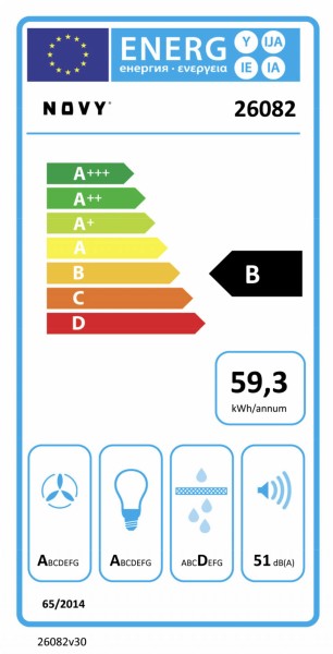 Dampkap inbouwgroep Novy 26082 / Novy Crystal ZWART detail 6