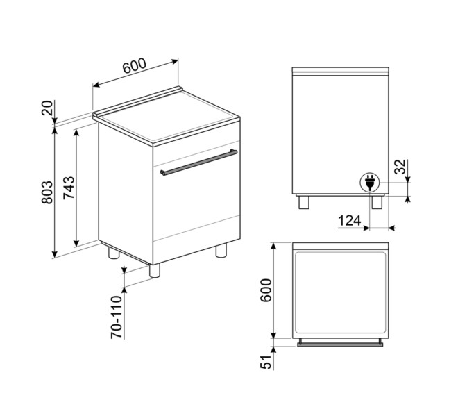 Cuisinière induction Smeg C6IPMBM2 detail 4