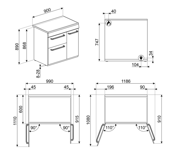Fornuis inductie kookplaat Smeg CX93IMBL/ZWART detail 4