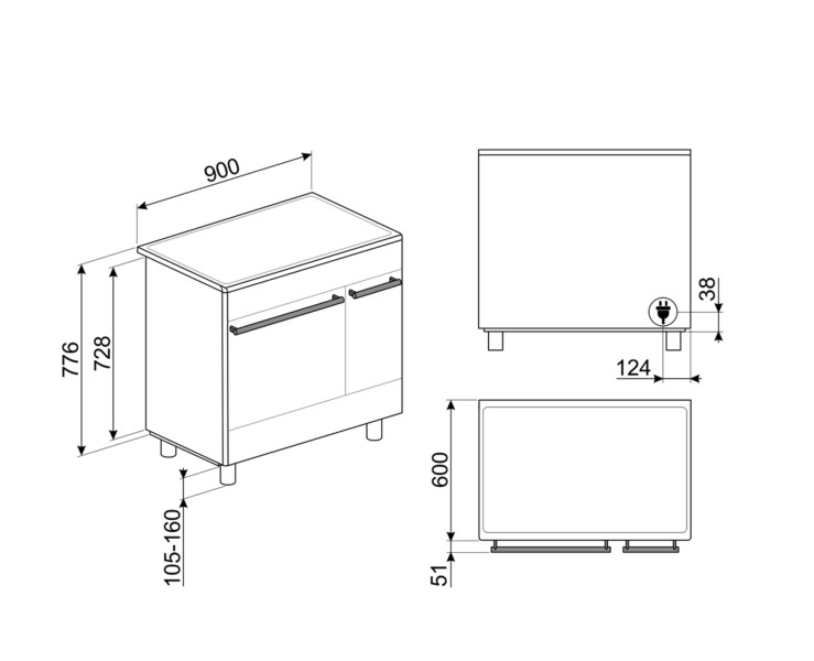 Fornuis inductie kookplaat Smeg CX92IM detail 4