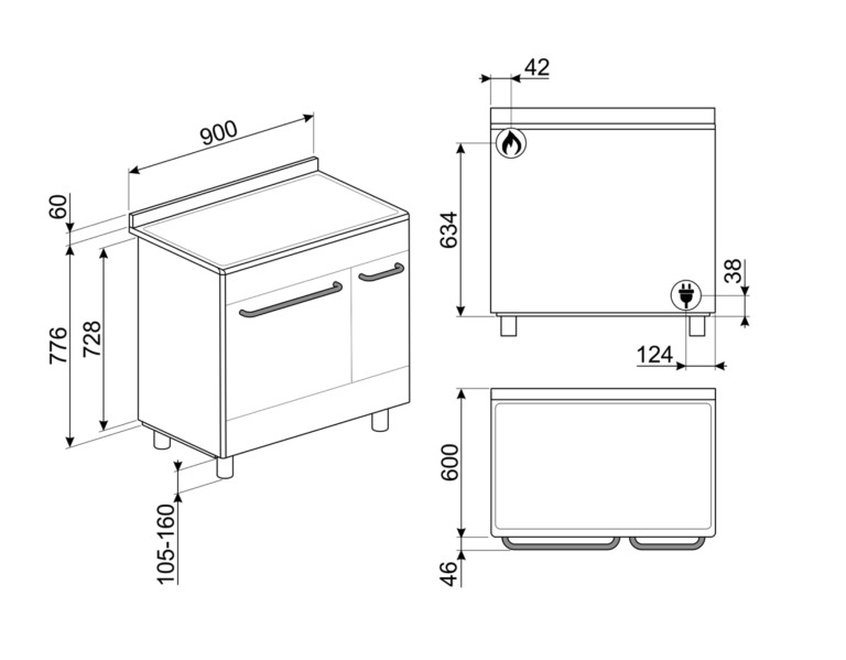 Cuisinière avec taque de cuisson au gaz Smeg CX92GM detail 3