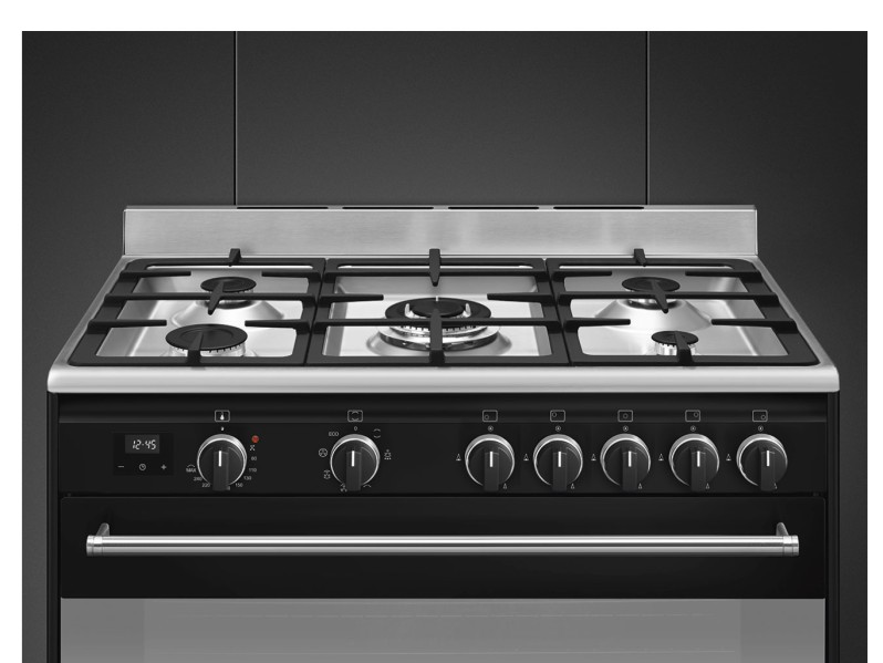 Cuisinière avec taque de cuisson au gaz Smeg BG91N2/zwart detail 3