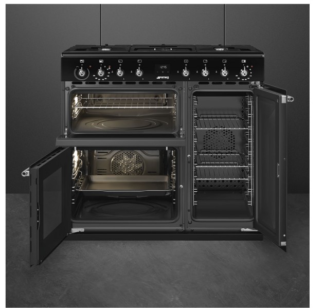 Cuisinière avec taque de cuisson au gaz Smeg CX93GMBL detail 1