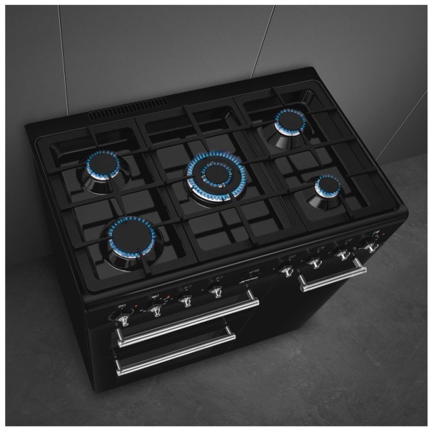 Cuisinière avec taque de cuisson au gaz Smeg CX93GMBL detail 2