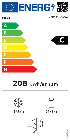 Side/Side + 3 en 4 deurs Midea MDRS761MYC46 detail 2