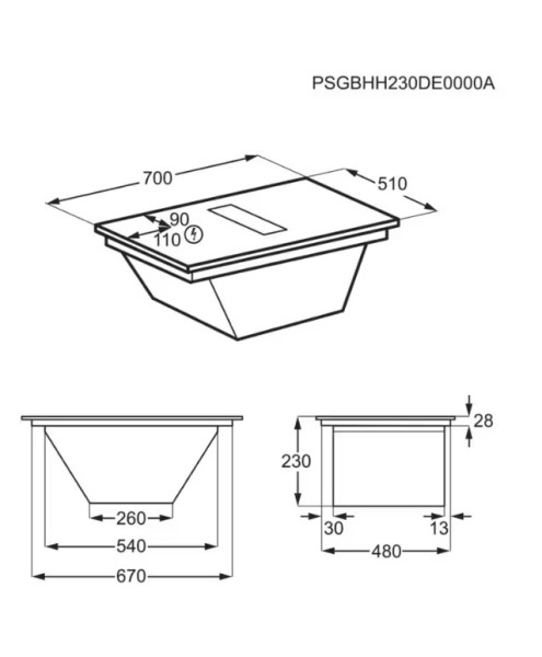 Taque de cuisson avec hotte intégrée AEG TCH74B01CB detail 2
