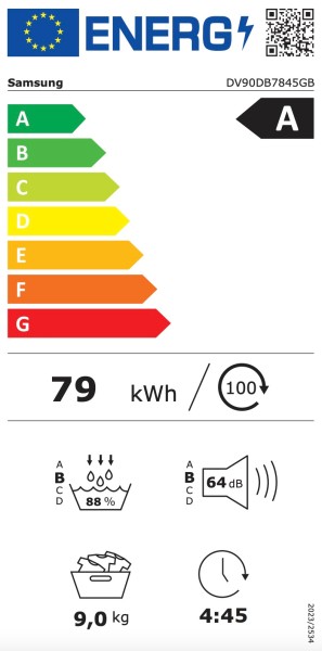 Séchoir Samsung DV90DB7845GBU3 / Zwart detail 4