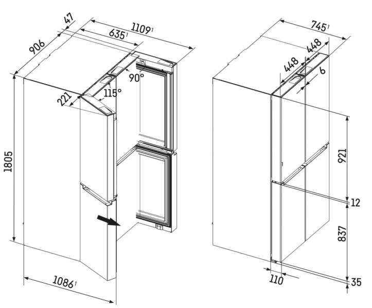 Side/Side + 3 en 4 deurs Liebherr MBBSDI902420 detail 3