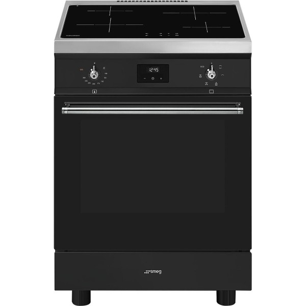 Cuisinière induction Smeg C6IMMBT2/mat zwart vooraanzicht