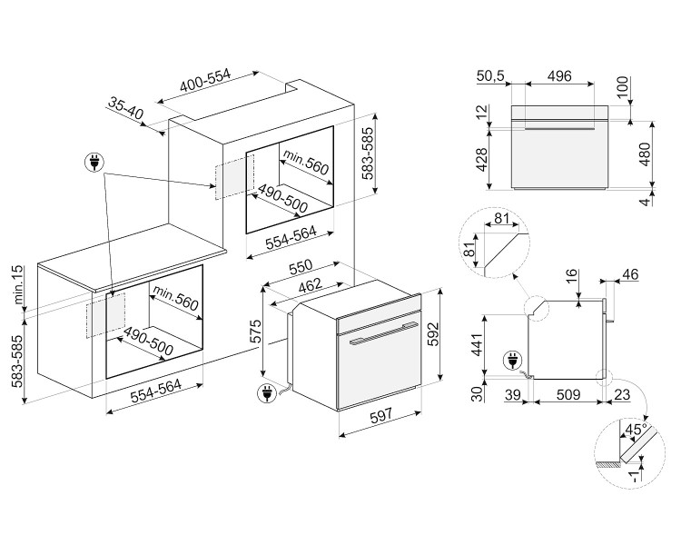 Multifunctie oven Smeg SF6101TB3/zwart detail 1