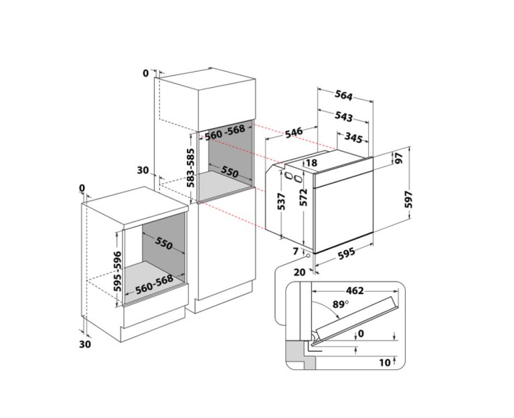 Four air pulsé/multifonction Whirlpool WOI4S8PM1SXA detail 4