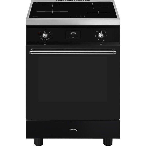 Cuisinière induction Smeg C6IMBLT2/blinkend zwart vooraanzicht