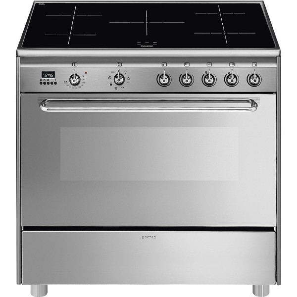 Fornuis inductie kookplaat Smeg SCD90IMX9-1 vooraanzicht