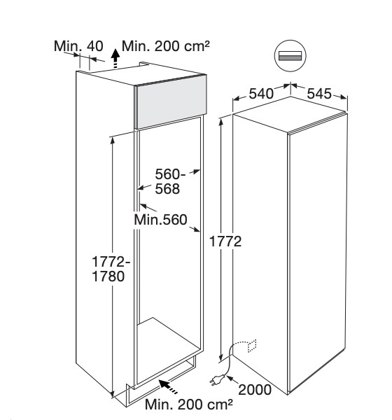 Diepvries inbouw  groter dan 122 cm Etna/by Atag VD8178DNF detail 2