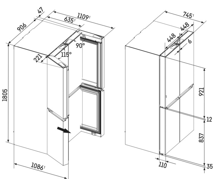 Side/Side + 3 en 4 deurs Liebherr MBBSDI902820 detail 2