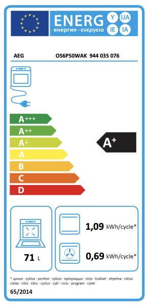 Four air pulsé/multifonction AEG OS6P50WAK/zwart detail 2