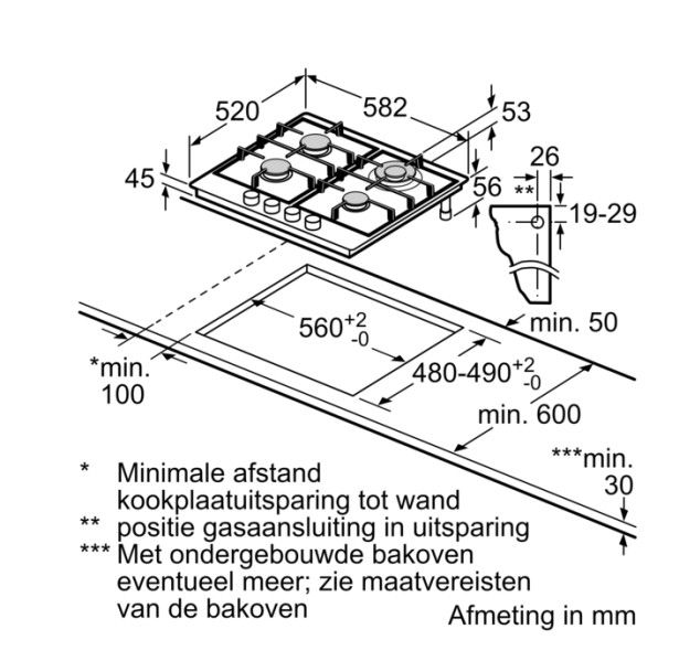 Kookplaat  gas Bosch PGH6B5K90 detail 3