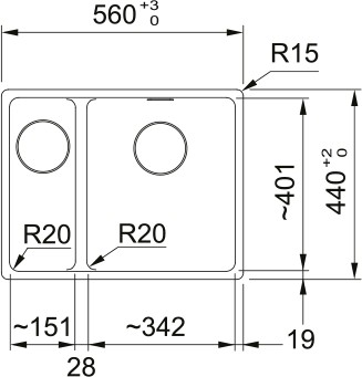 Evier 1 1/2 bassin Franke MRG160MBR1/ACTIE detail 1