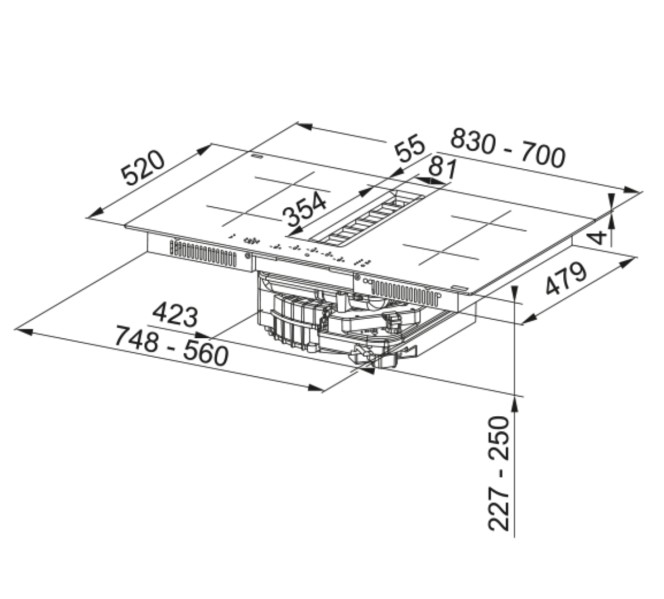 Taque de cuisson avec hotte intégrée Franke FMA83724RCRHI detail 3