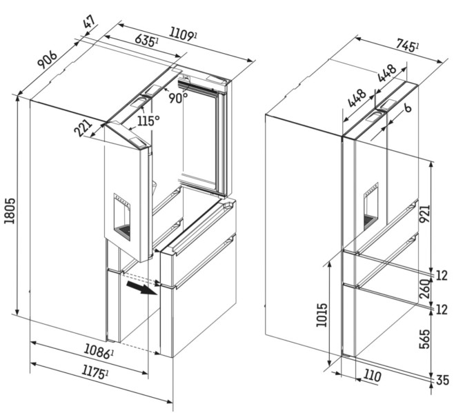 Side/Side + 3 en 4 deurs Liebherr MBSDDI952420 detail 2