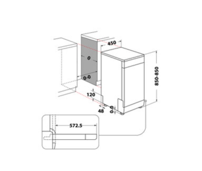 Vaatwassers Vrijstaand Whirlpool WH6FB10BS7A0X/45cm breed/energielabel B detail 3