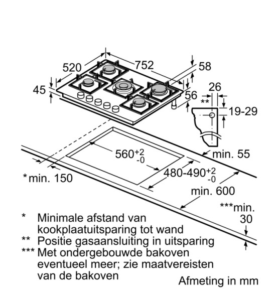 Taque de cuisson au gaz Bosch PPQ7A6I40 detail 2