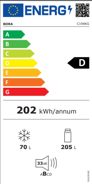 Koelvriescombinaties inbouw Bora C194KGS2 detail 3