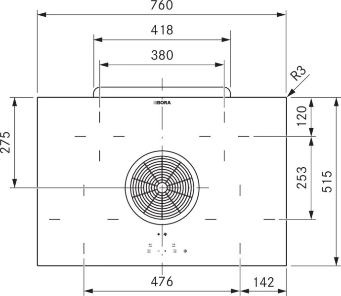 Taque de cuisson avec hotte intégrée Bora BHA detail 1
