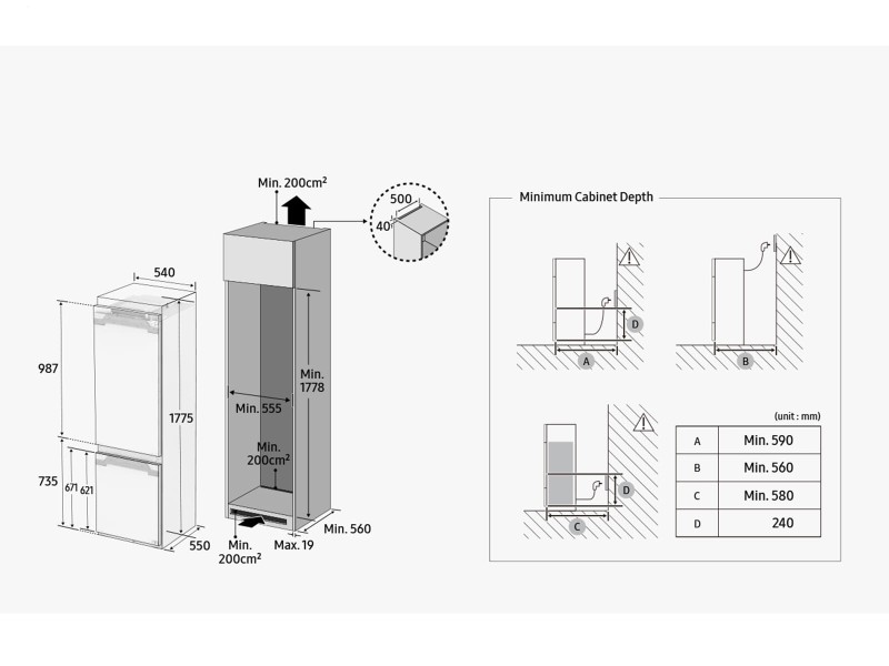 Combiné réfrigérateur/congélateur intégrable Samsung BRB80F26ACS0EF detail 5