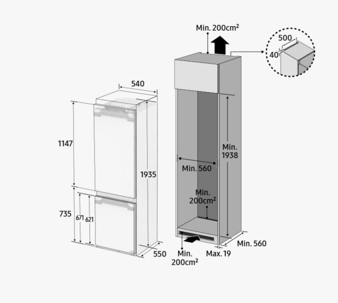 Koelvriescombinaties inbouw Samsung BRB80F30AEF0EF detail 3