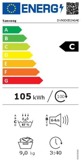 Droogkast Samsung DV90DG52A0AE//franse display detail 4