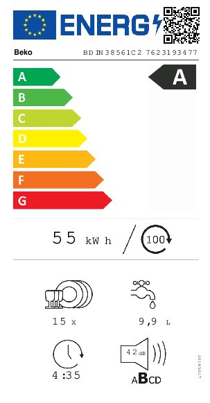 Vaatwasser volledig integreerbaar 60cm Beko BDIN38561C2 detail 3