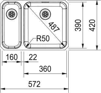 Evier 1 1/2 bassin Franke LAX160DR1 detail 1