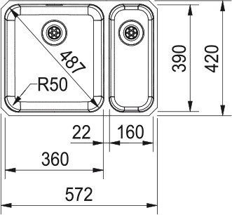Anderhalve spoelbak Franke LAX160DL1 detail 1
