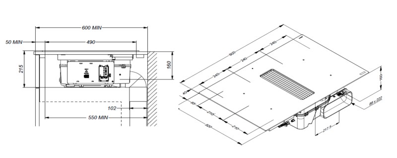 Taque de cuisson avec hotte intégrée Novy 1851 / Novy Easy 80 detail 5
