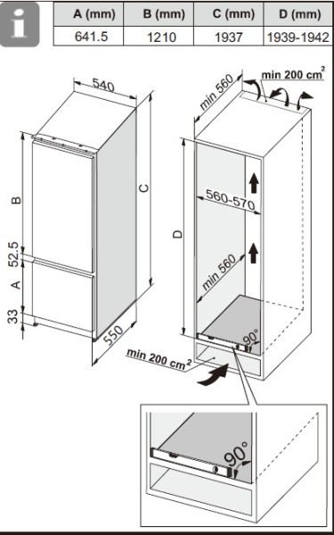 Combiné réfrigérateur/congélateur intégrable Frilec BERLIN299-E-NF-080D detail 3