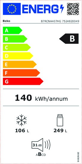 Combiné réfrigérateur/congélateur Beko B7RCNA407HG / 2 jaar waarborg detail 2