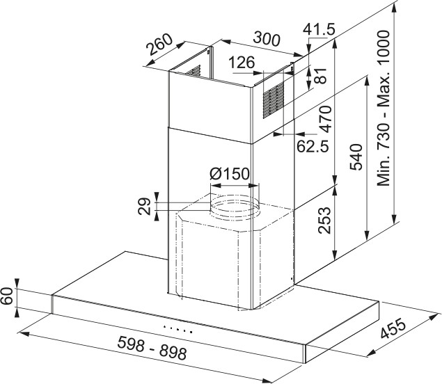 Hotte cheminée Franke FCR625TCBK/XS detail 1