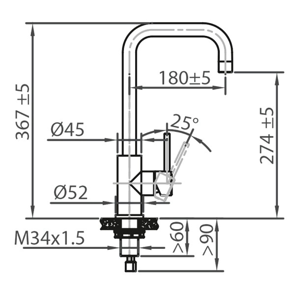 Eéngreepskraan Caressi CABL001I detail 1