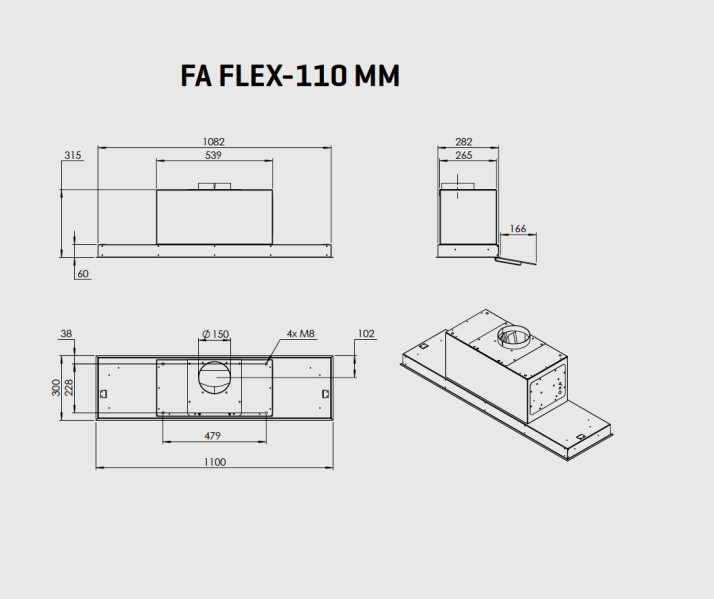 Dampkap inbouwgroep Venduro FA110WIT detail 1