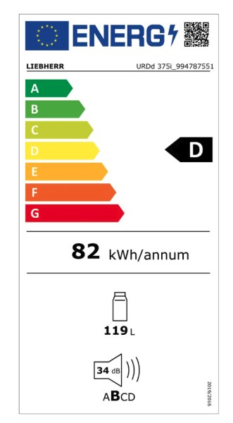Frigo encastrable sous plan de travail Liebherr URDD375I20 detail 4