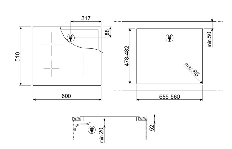 Taque de cuisson induction Smeg SI2641DL detail 2