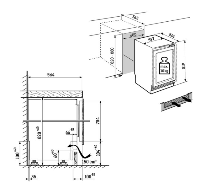Koelkast inbouw onder werkblad Liebherr UORPR366I20 detail 8