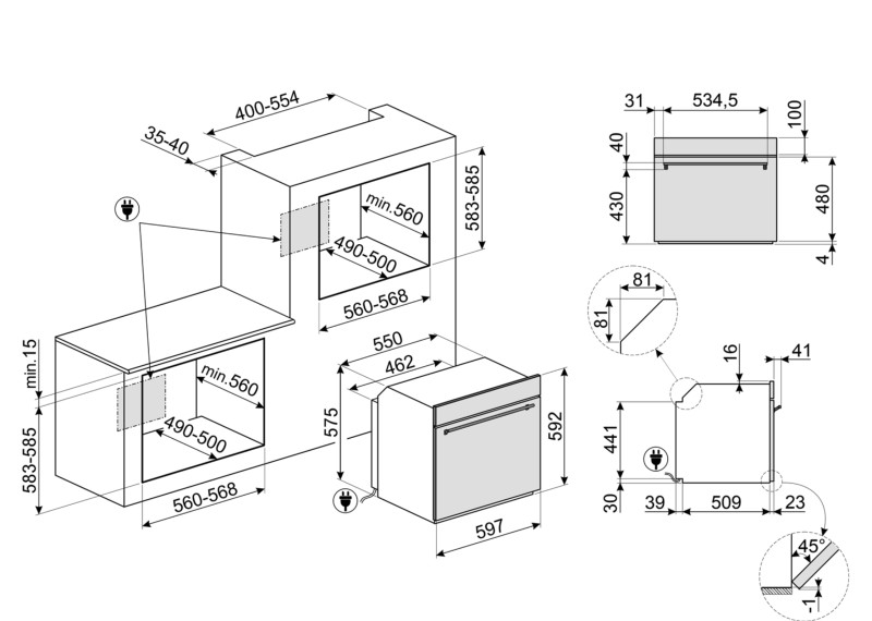 Four air pulsé/multifonction Smeg SF6300TVX detail 1