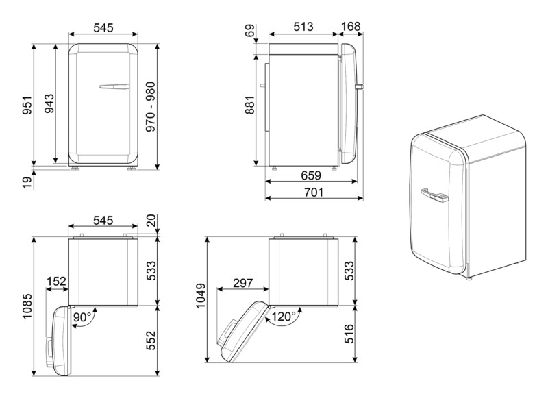 Frigo Smeg FAB10HLRD6 detail 2